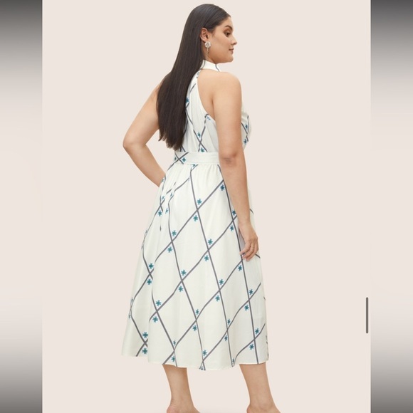 BloomChic Geometric Pocket Shirt Collar Sleeveless Dress - Picture 2 of 5